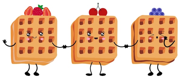 Vecteur icône de gaufre avec diverses garnitures. illustration vectorielle