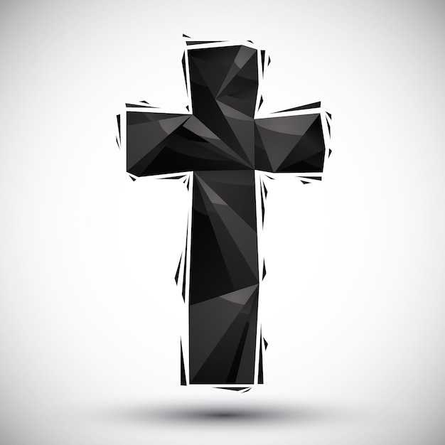 Icône géométrique de croix noire faite dans un style moderne 3D idéale pour être utilisée comme symbole ou élément de conception