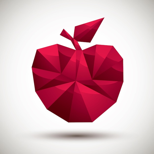 Vecteur icône géométrique de pomme rouge faite dans le style moderne 3d préférable pour une utilisation comme symbole ou élément de conception