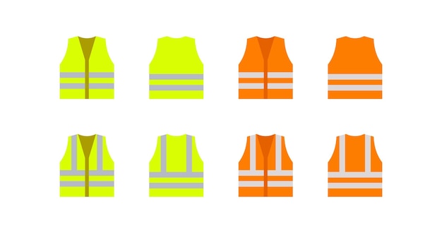 Icône De Gilet De Sécurité Réfléchissant De Couleur Jaune Orange Veste De Symbole D'illustration De Travailleur Signe Vecteur De Vêtements De Travail