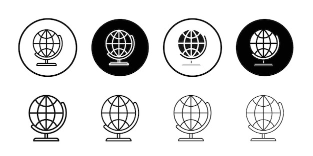 Icône de globe Set de logo vectoriel de ligne noire