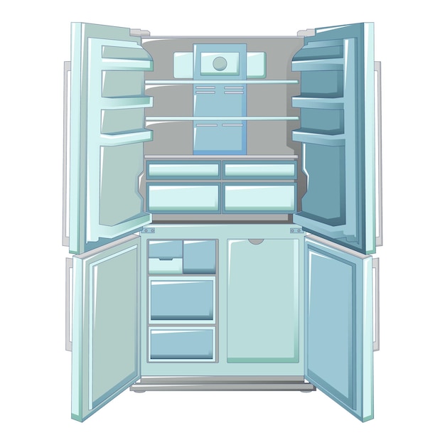 Vecteur icône de grand réfrigérateur ouvert dessin animé d'une grande icône de vecteur de réfrigérateur ouvert pour la conception de sites web isolée sur fond blanc