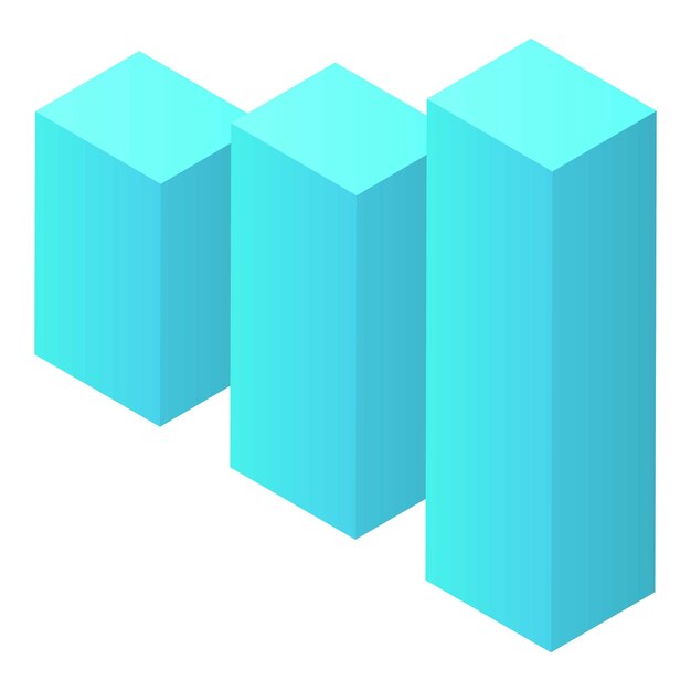 Icône de graphique à barres bleues Isométrique de l'icône vectorielle de graphique à barres bleues pour la conception de sites Web isolée sur fond blanc