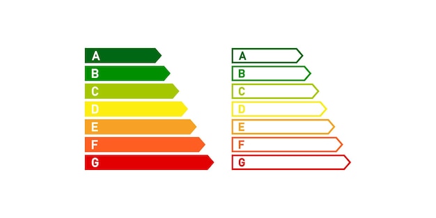 Icône de graphique d'évaluation de l'efficacité énergétique Symbole d'illustration de classe écologique de l'union européenne Vecteur de graphique de couleur de signe