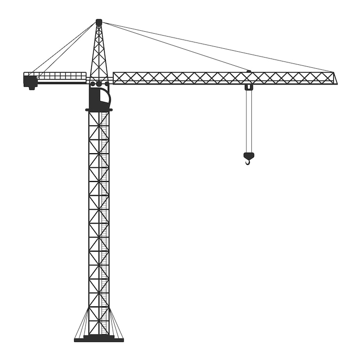 Vecteur icône de grue de tour machine de construction illustration vectorielle