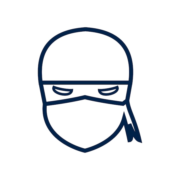 Vecteur icône de guerrier ninja logo de tête de ninja sérieux noir simple