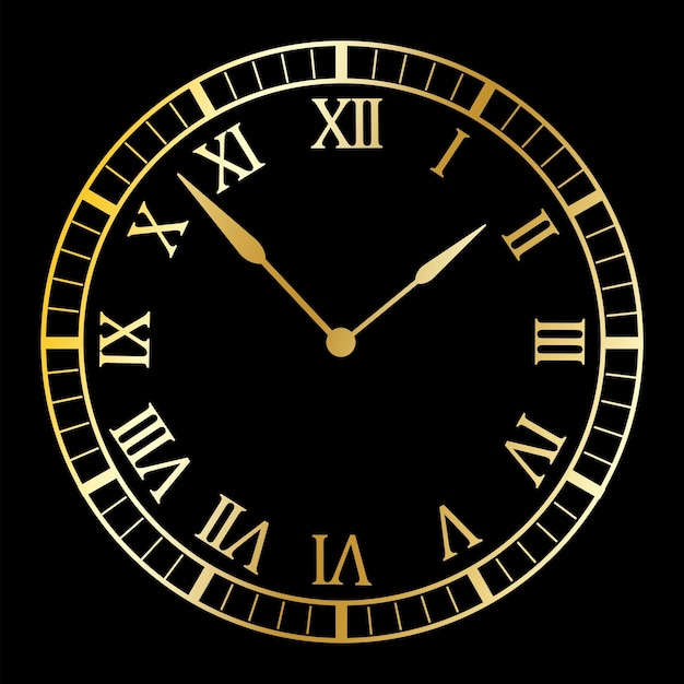 Icône de l'heure de la montre Vecteur d'icône d'horloge Icône de flèche Horloge fond noir Image de stock Illustration vectorielle