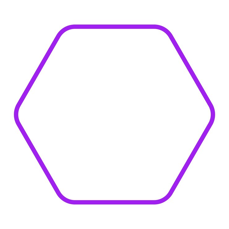 Vecteur icône d'hexagone d'angle arrondie avec contour de traits
