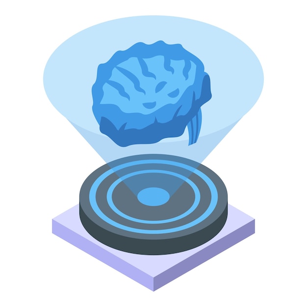 Vecteur icône d'hologramme de cerveau vecteur isométrique cao numérique projection future