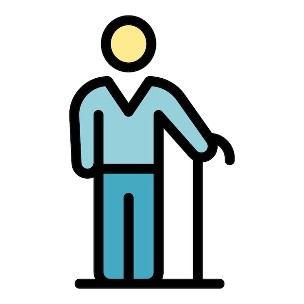 Icône de l'homme âgé soignant à domicile Contour d'icône vectorielle d'un homme âgé soigné à domicile couleur plate isolée