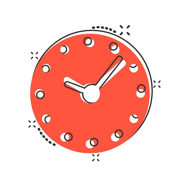 Icône De L'horloge Dans Le Style Comique Illustration De Vecteur De Dessin Animé De Montre Sur Fond Isolé Blanc Concept D'entreprise Effet Splash Minuterie