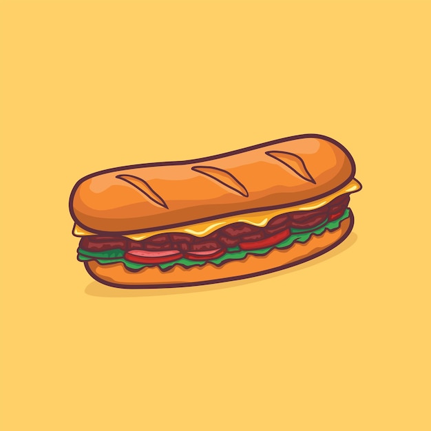 Icône De Hot-dog Isolé Vector Illustration Avec Contour Cartoon Couleur Simple