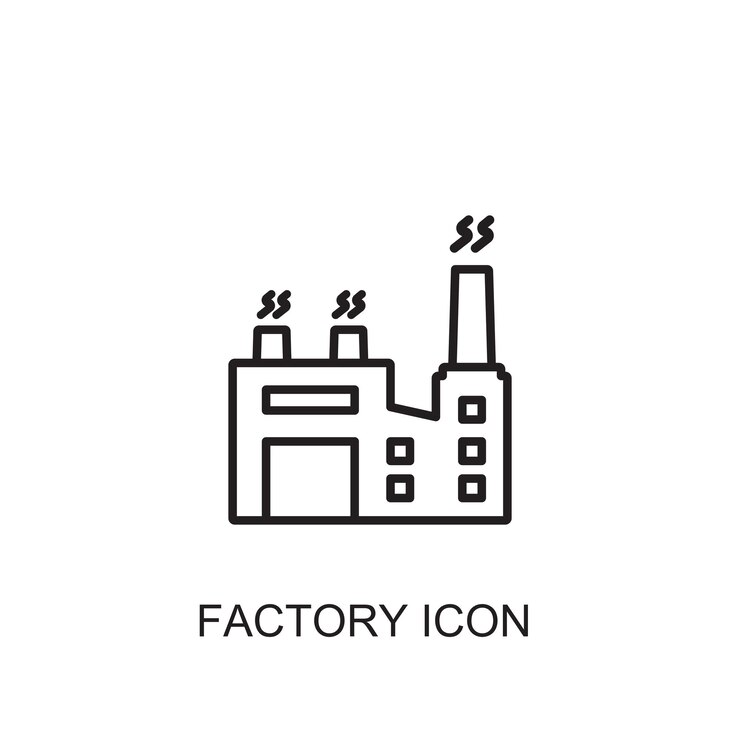 Icône d'icône de vecteur d'usine