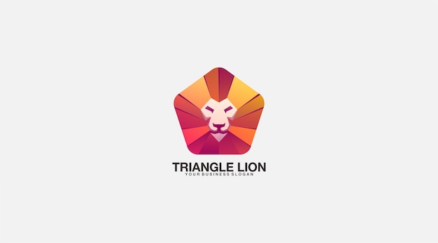 Vecteur icône d'illustration de conception de logo de vecteur de lion de triangle