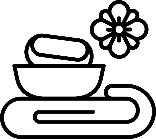 Vecteur icône d'illustration vectorielle de l'outline de la serviette et du bol