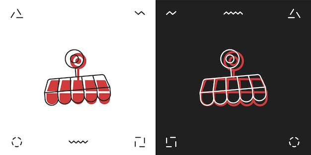 Icône Illustrée Vectorielle Pour Auvent Avec Un Signe Avec Effet En 2 Variantes