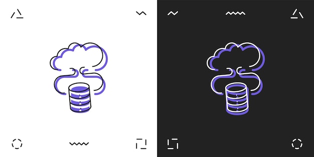 Icône Illustrée Vectorielle Pour Les Serveurs De Stockage En Nuage Avec Effet En 2 Variantes