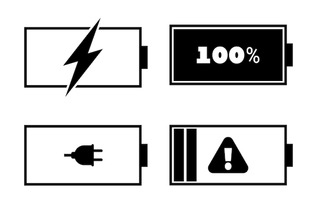 Icône d'indicateur de charge de la batterie. Niveau d'énergie de la batterie. Illustration vectorielle. Illustration vectorielle