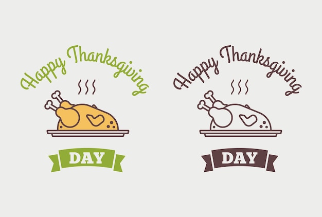 Vecteur icône et insigne de logotype happy thanksgiving day de style design plat