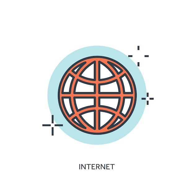 Icône d'internet à ligne plate WWW