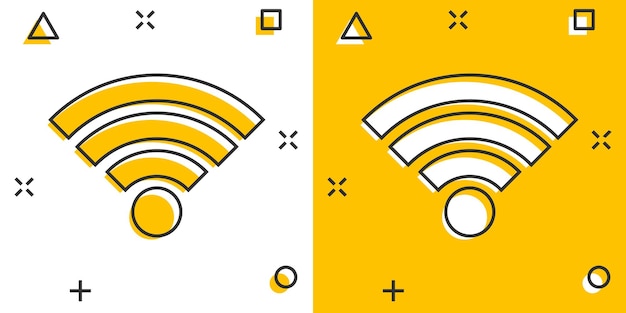 Icône Internet Wifi Dans Le Style Comique Technologie Sans Fil Wifi Vecteur Dessin Animé Illustration Pictogramme Réseau Wifi Business Concept Effet Splash