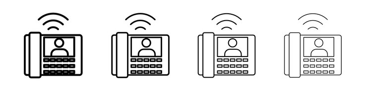 Vecteur icône d'interphone ensemble de symboles de panneau de contour