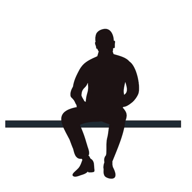 Vecteur icône isolé silhouette homme assis