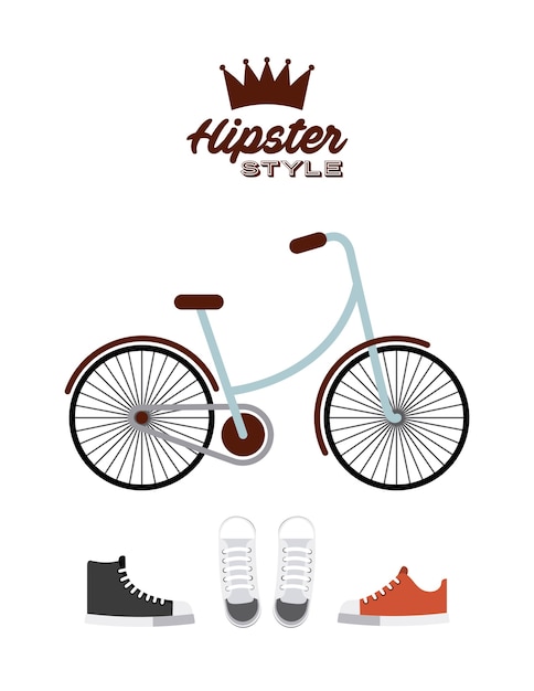 Icône Isolé De Style Hipster Vélo