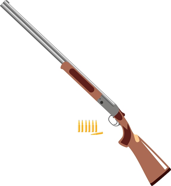 Vecteur icône isolée de cartouches de fusil et de fusil de chasse dans l'illustration vectorielle de style plat