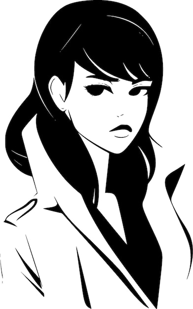 Icône isolée noire et blanche d'une fille de mode Illustration vectorielle