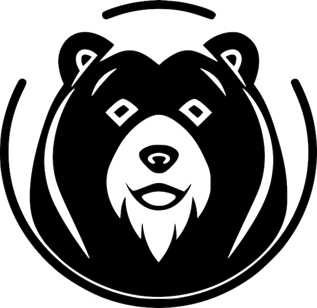Vecteur l'icône isolée noire et blanche de l'ours illustration vectorielle