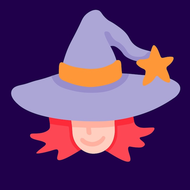 Vecteur icône isolée de sorcière au chapeau dans l'élément de conception de vecteur pour les personnages d'halloween dans un style plat
