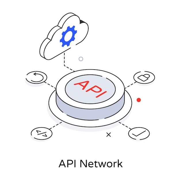 Une Icône Isométrique De Ligne Du Réseau Api