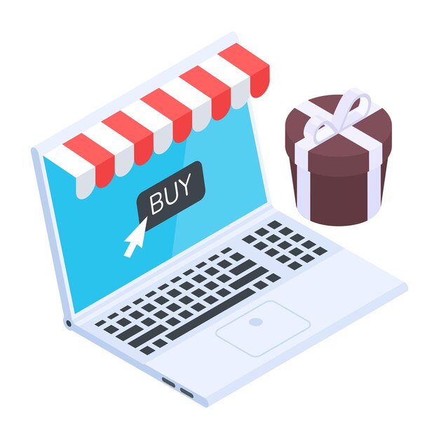 Icône isométrique personnalisable d'achat en ligne