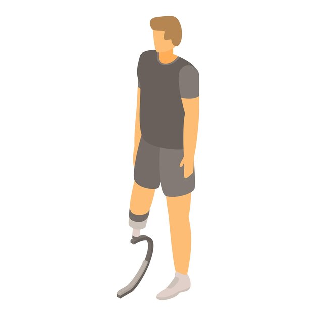 Vecteur icône de jambe prothétique guy isométrique de l'icône de vecteur de jambe prothétique guy pour la conception de sites web isolée sur fond blanc