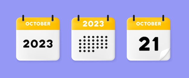 Icône De Jeu De Calendrier Calendrier Sur Fond Bleu Avec Vingt Et Un Octobre 2023 21 Numéro De Texte Rappel Concept De Gestion De La Date Icône De Ligne Vectorielle Pour Les Entreprises Et La Publicité