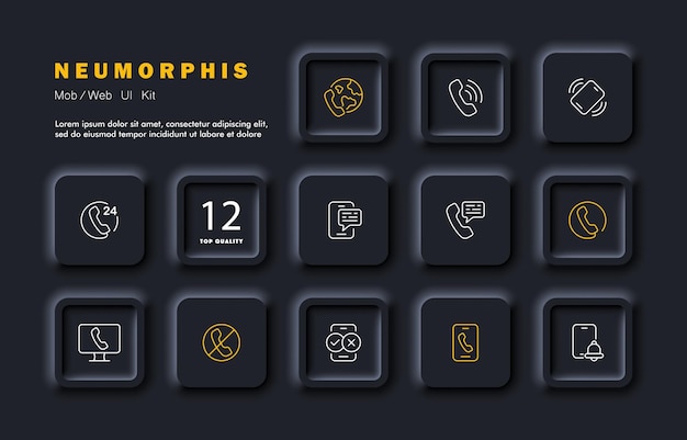 Icône De Jeu De Communication De Travail Appel Téléphonique Ligne Fixe En Ligne Internet Contactez-nous Message Accepter Refuser Cros Tick Concept D'entreprise Néomorphisme Icône De Ligne Vectorielle Pour Les Affaires Et La Publicité
