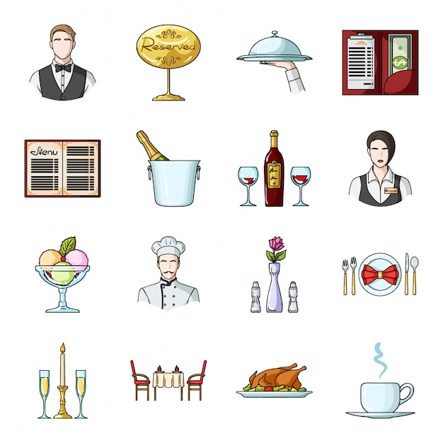 Icône de jeu de dessin animé de restaurant Restaurant d'icône de jeu de dessin animé isolé de nourriture. café d'illustration.
