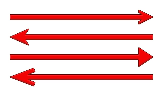 Vecteur icône de jeu de flèches longues rouges vecteur simple isolé sur fond blanc