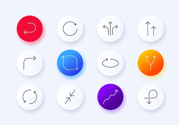 Icône De Jeu De Flèches Panneaux D'information Circulaire Annuler Refaire La Direction Vers Le Haut Vers Le Bas Suivant La Croissance Précédente Concept De Signes Style Néomorphisme Icône De Ligne Vectorielle Pour Les Entreprises Et La Publicité