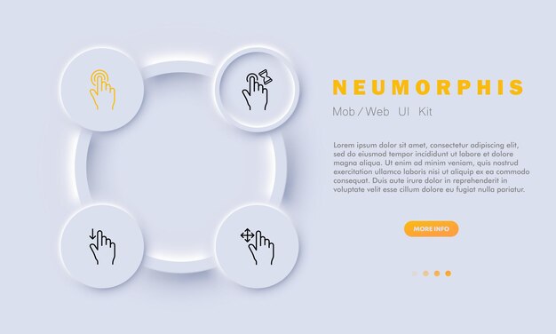 Icône De Jeu De Gestes De Contrôle écran Tactile Main Doigt Empreinte Digitale Sablier Flèche Vers Le Bas Appuyez Sur Le Bouton De Déplacement Poussez Le Défilement Concept Technologique Style Néomorphisme Icône De Ligne Vectorielle Pour Les Entreprises