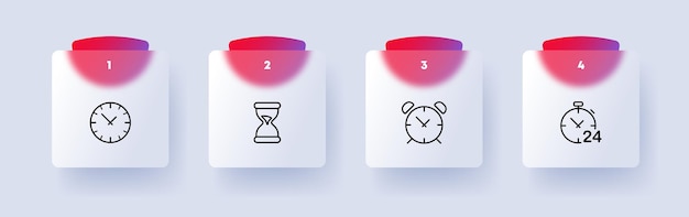 Icône De Jeu D'horloges Ponctualité Enseigne Horaire Sablier Réveil Minuterie Chronomètre 24 Heures Sur 24 Rendez-vous De Planification Concept De Gestion Du Temps Style Glassmorphisme