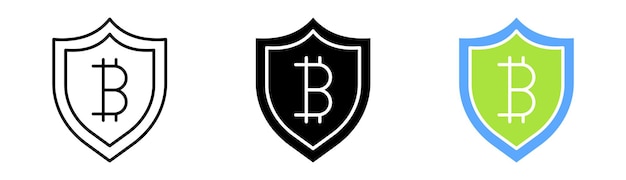 Icône de jeu de protection de devise Gestion financière échange en ligne comptabilité internet pièce bitcoin Concept de crypto-monnaie Icône vectorielle en ligne style noir et coloré sur fond blanc