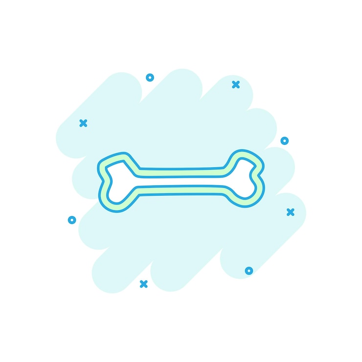 Vecteur icône de jouet à l'os de chien de dessin animé vectoriel dans le style de bande dessinée pictogramme d'illustration de signe os skeleton os concept d'effet d'éclaboussure d'affaires