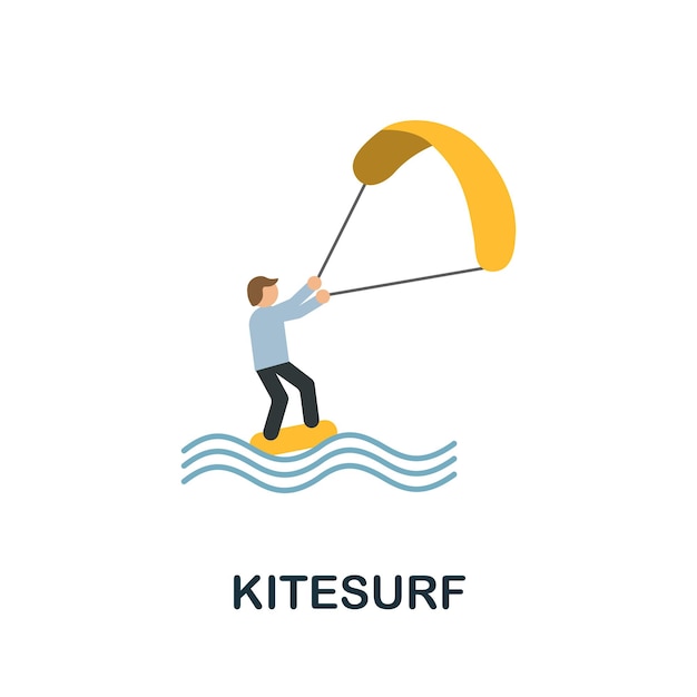 Vecteur icône de kitesurf élément de signe plat de la collection de sports extrêmes icône de kitesurf créatif pour les modèles de conception web, infographies et plus encore