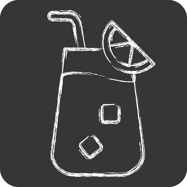 Vecteur icône lagune bleue liée aux cocktails symbole de boisson craie style design simple illustration simple modifiable