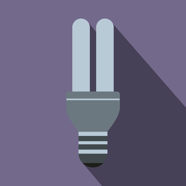 Vecteur icône de lampe fluorescente de style plat sur fond violet
