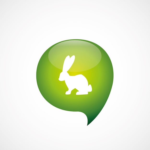 L'icône de lapin vert pense logo symbole bulle, isolé sur fond blanc