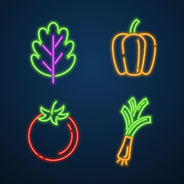 Vecteur icône de légumes vecteur de signe au néon