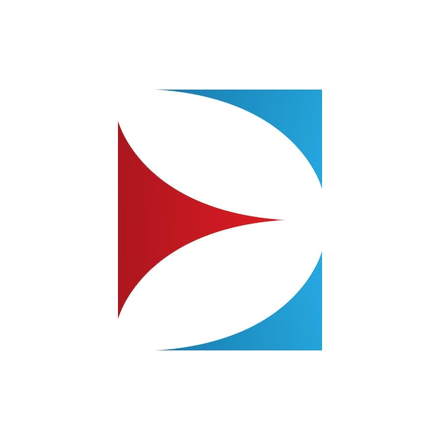 Icône de la lettre E majuscule rouge et bleue avec des triangles courbes